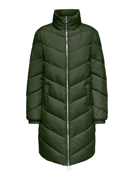 JDY Long Padded Jacket in Green