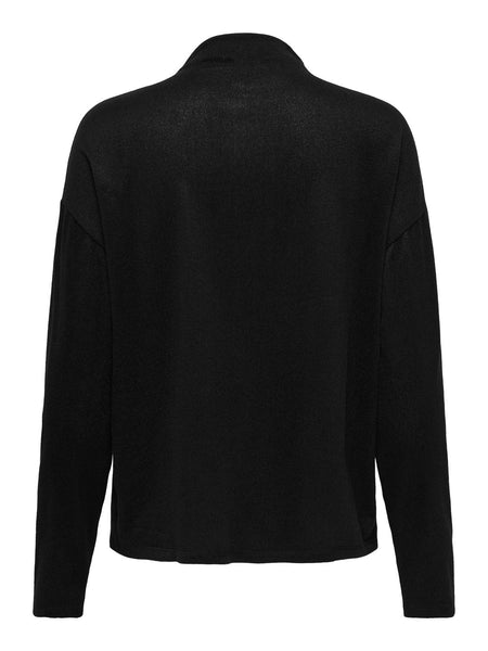 JDY Long Sleeve Funnel Neck Top in Black