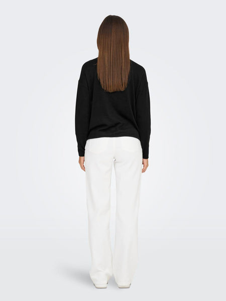 JDY Long Sleeve Funnel Neck Top in Black