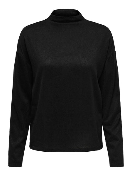 JDY Long Sleeve Funnel Neck Top in Black