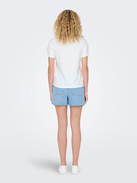 JDY Embroidered Heart T-Shirt in White