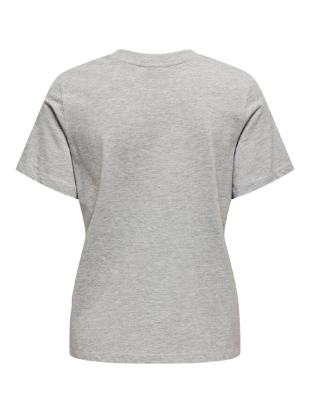 JDY Embroidered Heart T-Shirt in Grey