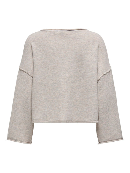 JDY Boat Neck Knit Jumper in Beige