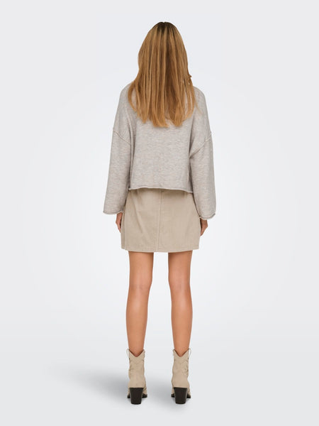 JDY Boat Neck Knit Jumper in Beige