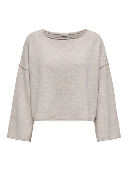 JDY Boat Neck Knit Jumper in Beige