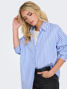 JDY Striped Loose Fit Shirt in Blue