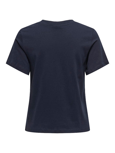 JDY Embroidered Heart T-Shirt in Navy