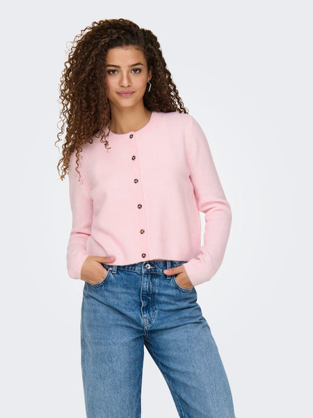 JDY Knitted Long Sleeve Cardigan in Light Pink