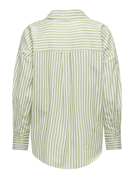 JDY Striped V-Neck Shirt in Green