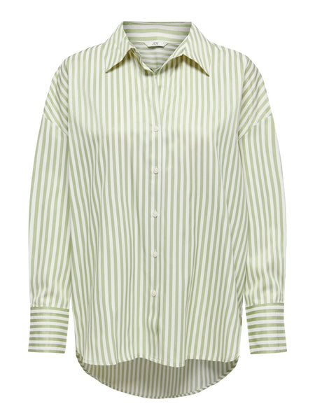 JDY Striped V-Neck Shirt in Green