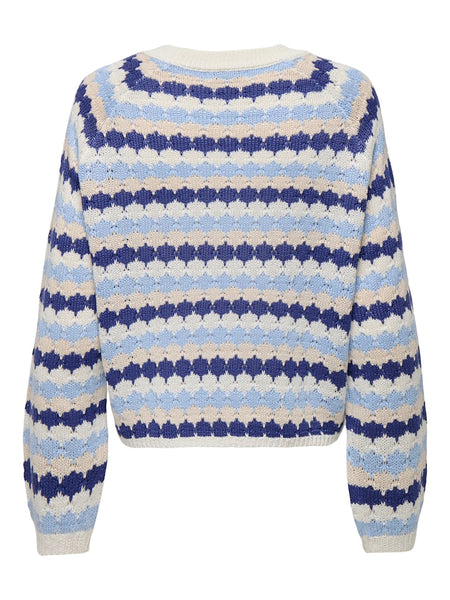 JDY Striped Knit Jumper in Blue