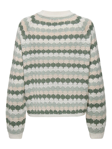 JDY Striped Knit Jumper in Green