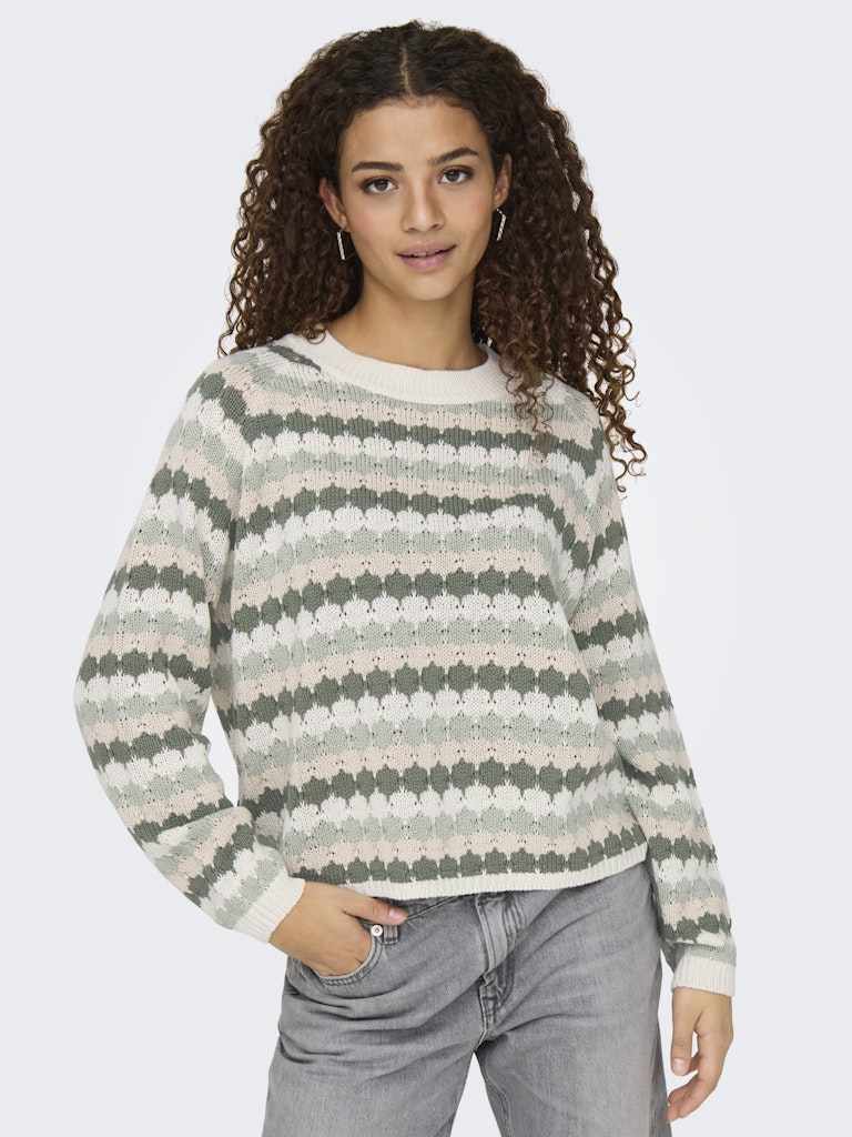 JDY Striped Knit Jumper in Green