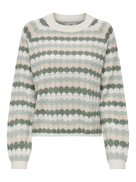 JDY Striped Knit Jumper in Green