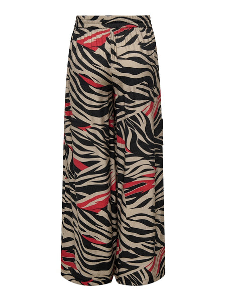 JDY Zebra Print Palazzo Trousers in Beige