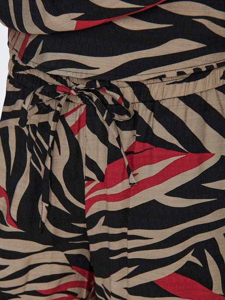 JDY Zebra Print Palazzo Trousers in Beige