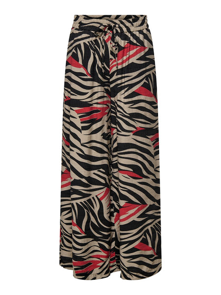 JDY Zebra Print Palazzo Trousers in Beige