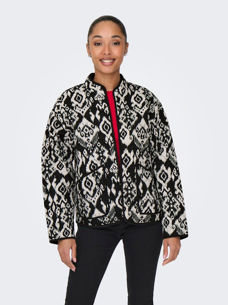 JDY Patterned Quilted Bomber Jacket in Black