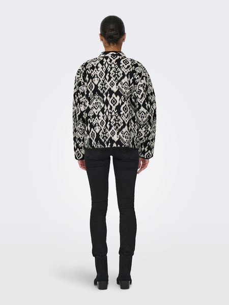 JDY Patterned Quilted Bomber Jacket in Black