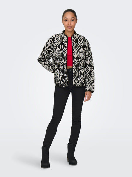 JDY Patterned Quilted Bomber Jacket in Black