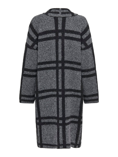 JDY Knitted Checked Coatigan in Dark Grey