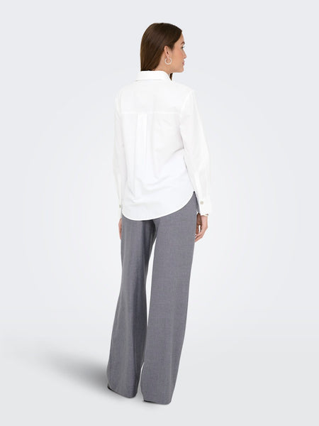 JDY Loose fit Button Detail Shirt in White