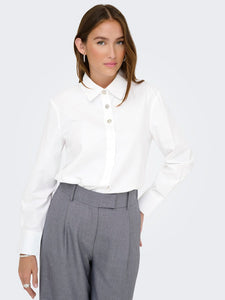 JDY Loose fit Button Detail Shirt in White