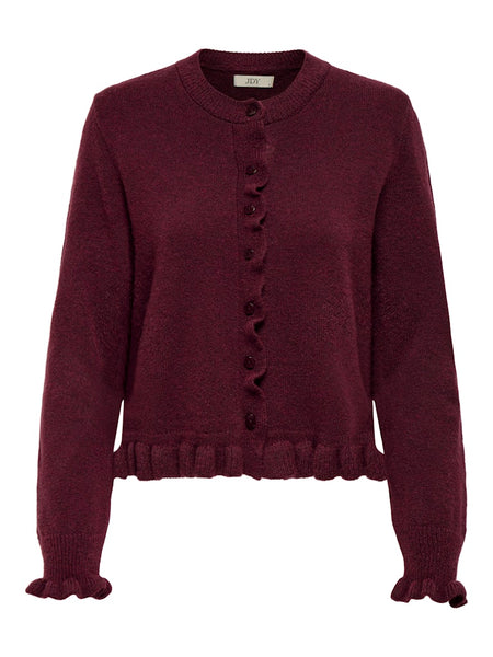 JDY Frill Cardigan in Maroon