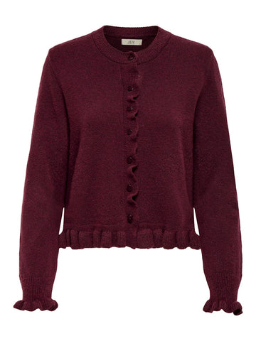 JDY Frill Cardigan in Maroon
