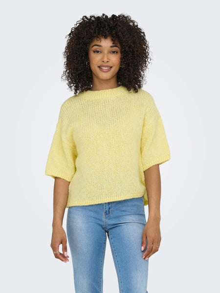 JDY Short Sleeve Knit Top in Yellow