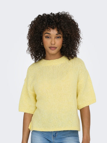 JDY Short Sleeve Knit Top in Yellow