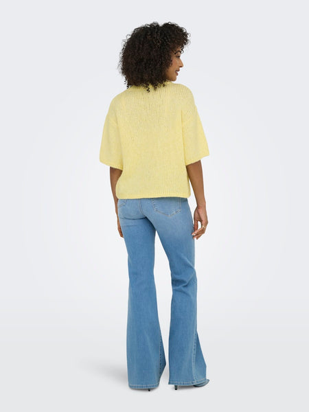 JDY Short Sleeve Knit Top in Yellow