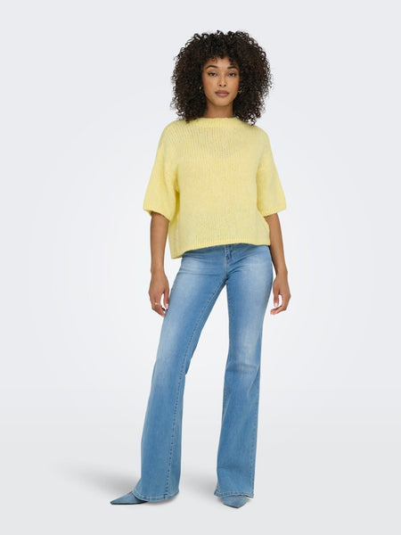 JDY Short Sleeve Knit Top in Yellow