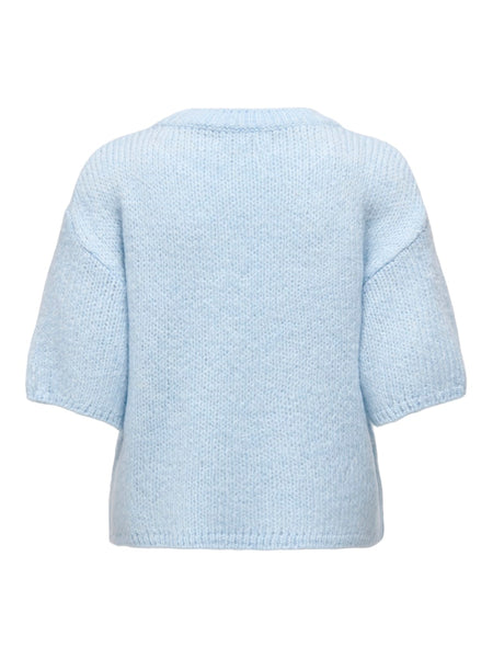 JDY Short Sleeve Knit Top in Light Blue