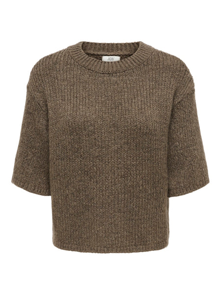 JDY Short Sleeve Knit Top in Khaki