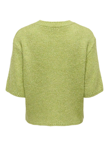 JDY Short Sleeve Knit Top in Green