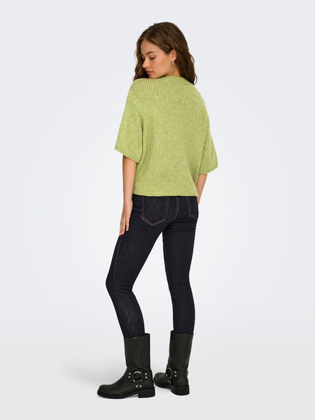 JDY Short Sleeve Knit Top in Green
