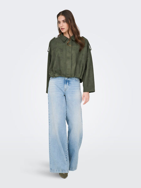 JDY Faux Suede Jacket in Green