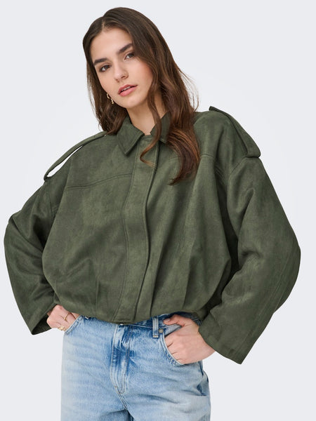 JDY Faux Suede Jacket in Green