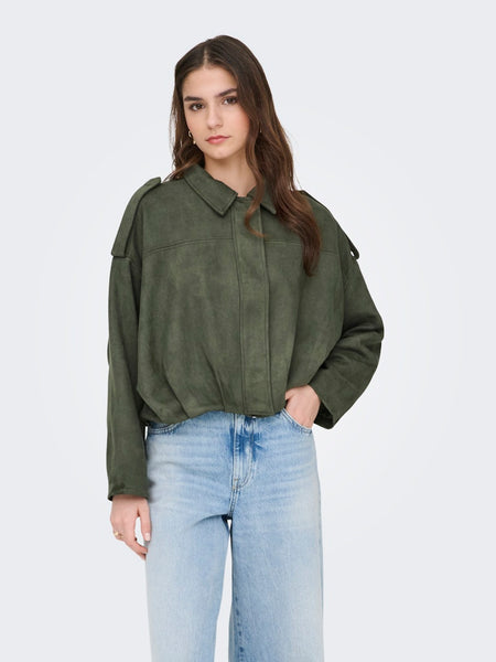 JDY Faux Suede Jacket in Green