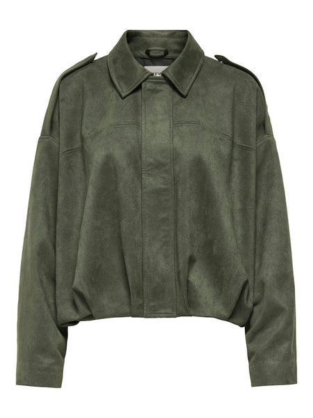 JDY Faux Suede Jacket in Green