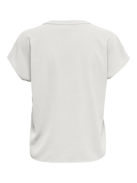 JDY Short Sleeve V-Neck Top in White