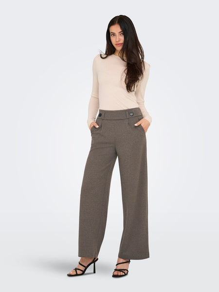 JDY Wide Leg Trousers in Mushroom Brown