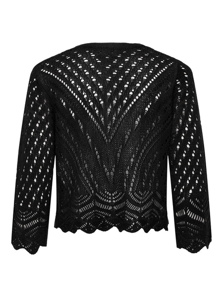 JDY Cropped 3/4 Sleeve Knit Cardigan in Black