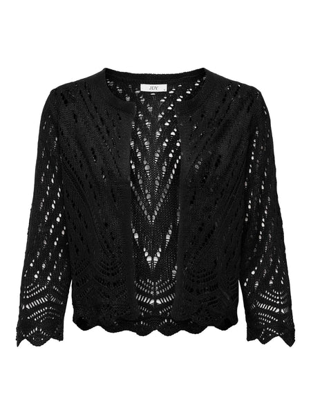 JDY Cropped 3/4 Sleeve Knit Cardigan in Black