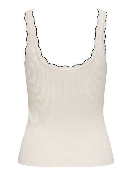 JDY Scallop Edge Knit Tank Top in Cream