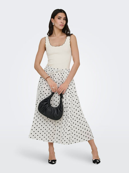 JDY Scallop Edge Knit Tank Top in Cream