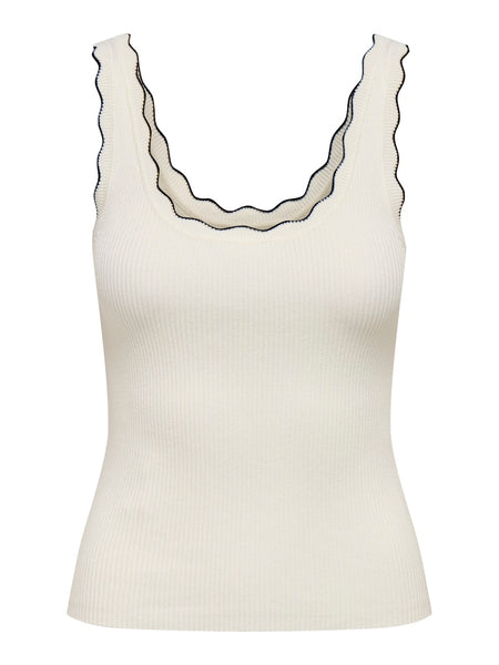 JDY Scallop Edge Knit Tank Top in Cream