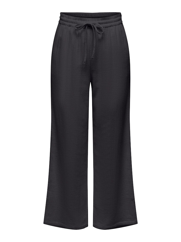 JDY Wide Leg Cotton Trousers in Charcoal