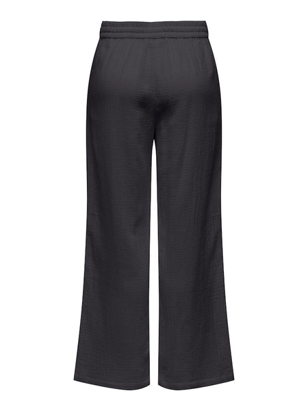 JDY Wide Leg Cotton Trousers in Charcoal